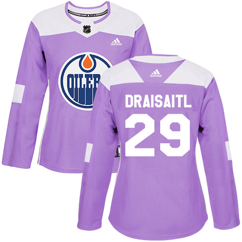 Adidas Oilers #29 Leon Draisaitl Purple Authentic Fights Cancer Women's Stitched NHL Jersey